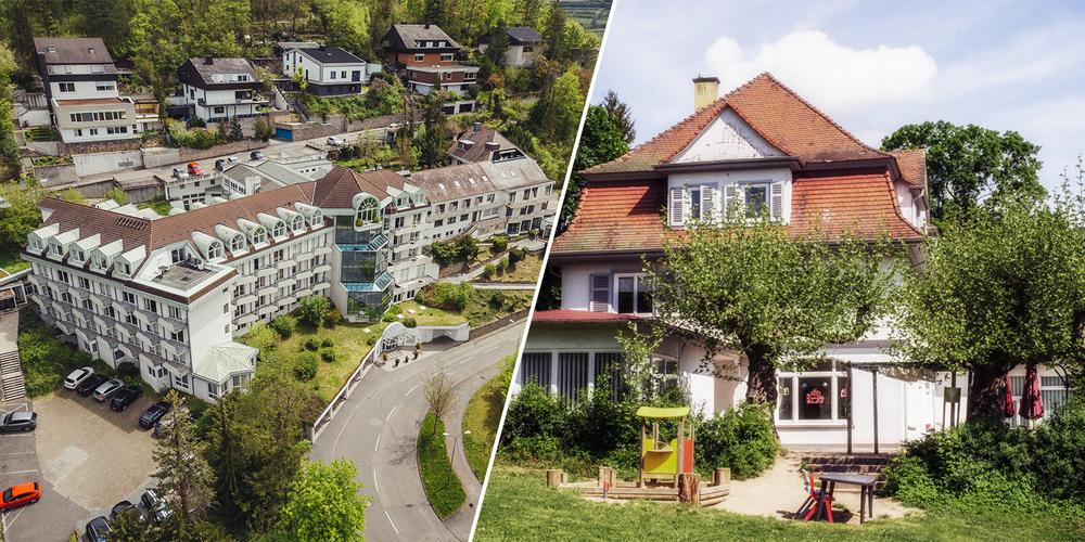 Foto-Collage aus zwei Bildern, eins von der Privatklinik und eins vom Pädagogischen Zentrum