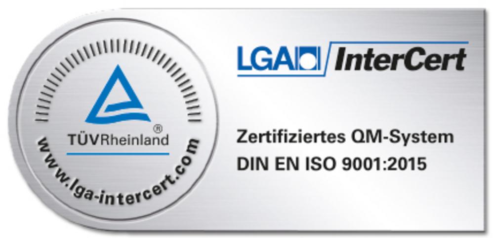 Zertifikat QM-System nach DIN EN ISO 9001:2015 von LGA InterCert